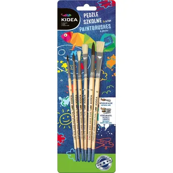 Umělecký štětec Školní štětce 6 ks různé tloušťky KIDEA přírodní štětiny