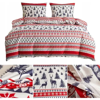 Povlečení Vánoční Povlečení 160x200 3 Č., povlaky na polštáře 70x80 hladké, Eusebia Home, norský vzor