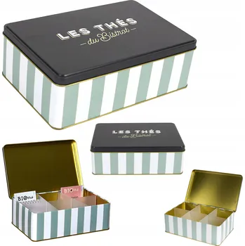 Obraz Dóza na čaj Bistrot, černo-zelená, kovová, 13x20x7 cm Elegantní