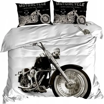 Povlečení Povlečení 3D Bavlna Satén 140x200 cm MOTORKA Vícebarevné 140 x 200, 70 x 80 cm zipový uzávěr