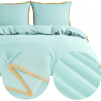 Povlečení Povlečení 160x200 3dílné z MIKROVLÁKNA hladké jednobarevné s krajkou Brandon