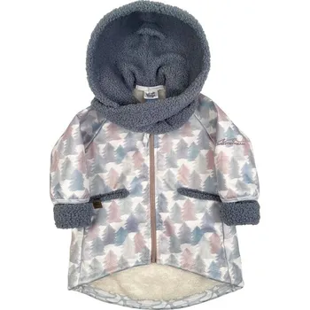 Kojenecká bunda LITTLE THINGS kabátek softshellový s kapucí a šálou tyrkysová vel. 9-12 kg