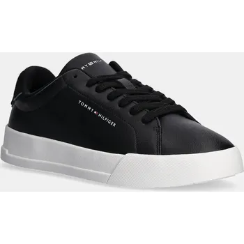 Pánské tenisky Kožené sneakers boty Tommy Hilfiger TH COURT LTH DETAIL ESS FM0FM05367 černá 99X, EUR 40
