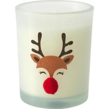 Svíčka Vánoční vonná svíčka bílá s dekoračním sobem Intesi ve skle