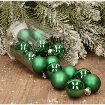 Vánoční dekorace Zelené skleněné Vánoční Baňky 3 cm - 20 kusů v balení