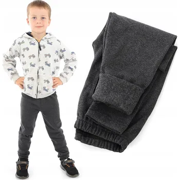 Zateplené elastické chlapecké legíny bavlněné kalhoty Grafitové 152