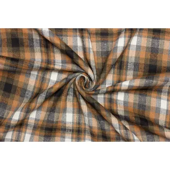 Flanel směsový - Oranžové káro