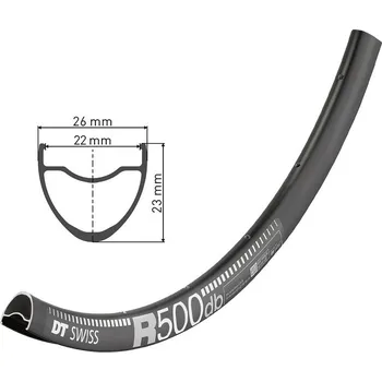 Ráfek na kolo DT R 500 DISC 24 děr (Ráfek DT Swiss R 500 DB 28" cerná, 622-22, 24 der)