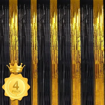PÁRTY ZÁVĚS STĚNA GIRLANDA ZLATÁ ČERNÁ 100x200 GIRLANDA NA OSLAVU