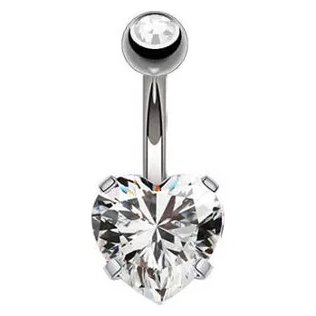 Piercing Piercing do pupíku - srdíčko - 1,6/10 Stříbrný