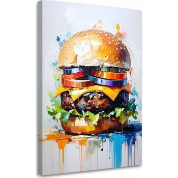 Obraz Obraz do kuchyně, baru, jídelny, Hamburger Jídlo 80x120 cm