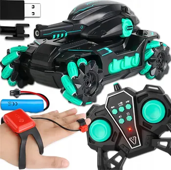 autíčko TANK AUTO NA DÁLKOVÉ OVLÁDÁNÍ S DĚLEM 4x4 NA GELOVÉ KULIČKY, OVLÁDÁNÍ PILOTEM A GESTY