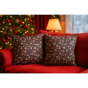 Vánoční dekorace Vánoční povlak na polštářek bordó se zlatými andílky