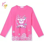 Dívčí vánoční tričko dl.r. Kugo MC3823, tmavě růžové