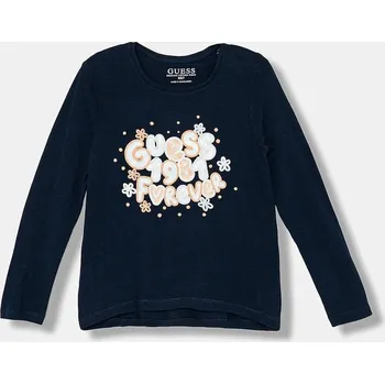 Chlapecké tričko Dětské bavlněné tričko s dlouhým rukávem Guess K5BI09.J1314.9BYA námořnická modř 59X, vel. 96-104