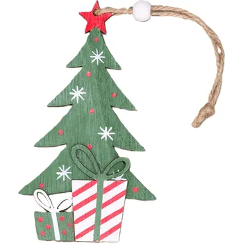Vánoční dekorace Dřevěný vánoční stromeček, ozdoba ZELENÁ 12 cm - DEKORACE na stromeček