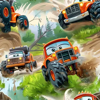 Teplákovina, Oranžové Monster Trucks (E) (Kvalitní teplákovina Bella)