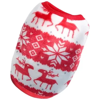 Obleček pro psa Zimní obleček pro psa velikost M 2–3.5 kg 40 cm hrudník 30 cm záda Červeno-bílý teplý overal s norským vzorem Pohodlné zimní oblečení pro psy