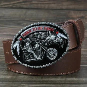 Opasek Pánský motorkářský pásek hnědá 130 cm