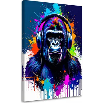 Obraz Moderní obraz, Barevná opice Hudba Sluchátka 40x60