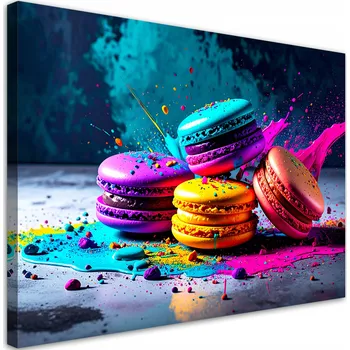 Obraz Obraz do kuchyně jídelny, Barevné sušenky Makaronika Abstrakce 120x80