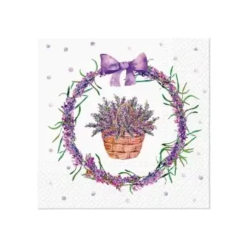 Papírový ubrousek Ubrousky velikonoční levandulový věnec