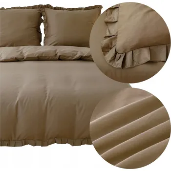 Povlečení POVLEČENÍ BAVLNA 160x200 3dílné jednobarevné s volánkem povlaky na polštáře 70x80 LYNDA