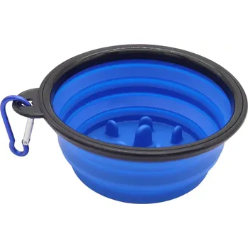 Miska pro psa Silikonová skládací miska proti hltání pro psa 350ml modrá (SMS3)
