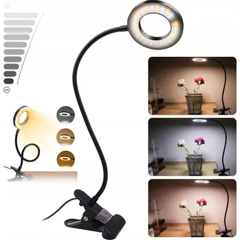 Lampička Strado LED stolní lampa s USB a klipem, flexibilní, nastavitelná, 3 barvy světla
