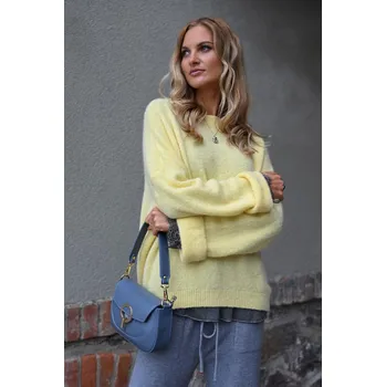 Dámský svetr PASTELOVĚ ŽLUTÝ SVETR DÁMSKÝ Z ALPAKY PECA del SOL