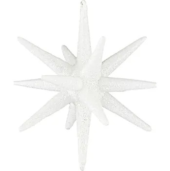 Vánoční dekorace House Doctor Skleněná vánoční ozdoba Glitter White 7,5 cm