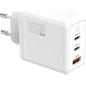 TB Touch 65W GaN Power Adapter,2x USB C + USB A