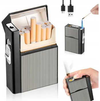 POHODLNÝ PLYNOVÝ ZAPALOVAČ A POUZDRO NA CIGARETY 2 V 1 3.7V VĚTRUODOLNÝ LEHKÝ
