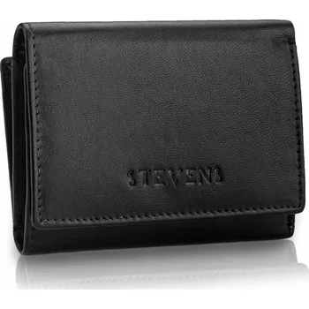 Peněženka Malá Klasická Dámská Kožená Peněženka STEVENS Černá s RFID