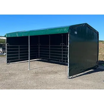 Přístřešek mobilní pro zvířata ALM široký 3,6 x 7,2 m s plachtou na bocích