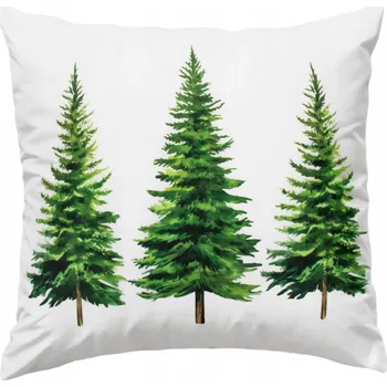 Vánoční dekorace POVLEČENÍ NA POLŠTÁŘ 45x45 VÁNOČNÍ DEKORAČNÍ BÍLÉ ZELENÉ STROMEČKY