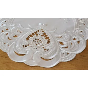 Prostěradlo Ubrousek s výšivkou - průměr 60 cm - bílá barva