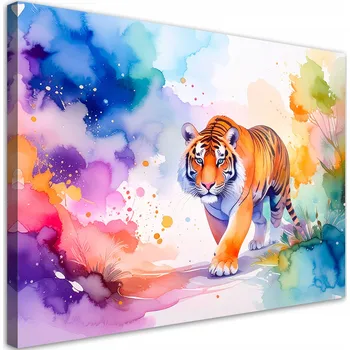 Obraz Obraz do dětského pokoje, Barevný Tygr Safari Akvarel 90x60