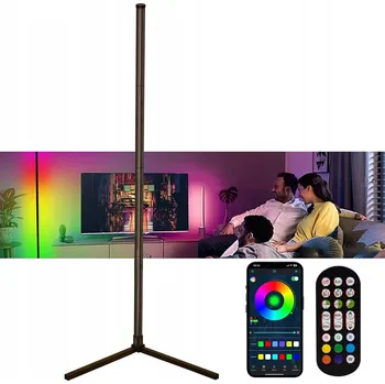 Stojací lampa 165cm Stojací Lampa RGB Hudební Černá Rohová + Dálkový Ovladač