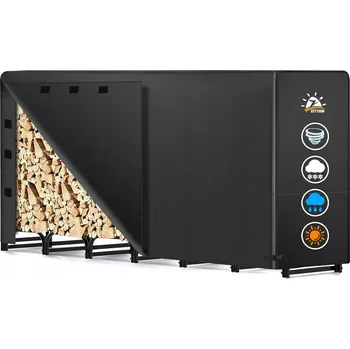 REGÁL POLICE STOJAN NA DŘEVO KE KRBU PALIVO DŘEVĚNÝ VELKÝ KOŠ KOVOVÝ 240CM XL