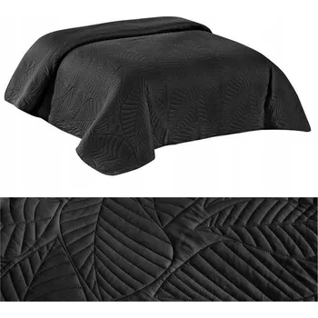 Prostěradlo Přehoz na křeslo 70x160 Prošívaný vzor listů mikrovlákno Corrado ČERNÁ