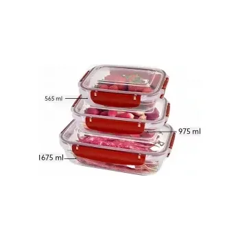 Dóza na potraviny Dóza set obdélníková 3ks 565,975,1675ml