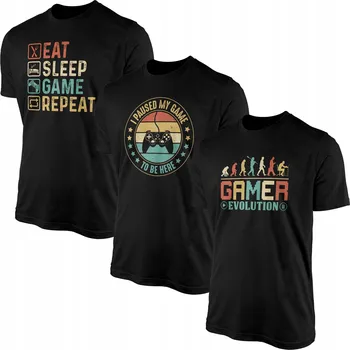 Pánské tričko Pánská trička pro hráče Sada 3 x T-shirt Tričko 100% Bavlna 3 ks