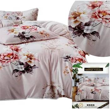Povlečení Povlečení DALWIN povlaky 70x80 sada saténová bavlna 200x220 3 dílná květiny