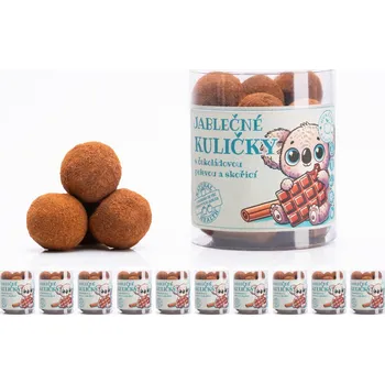 Sušené ovoce Jablečné kuličky s čokoládovou polevou a skořicí 10 + 1 ZDARMA
