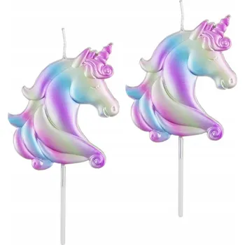 Dortová svíčka Pikerové svíčky Jednorožec opalizující cm 2 ks