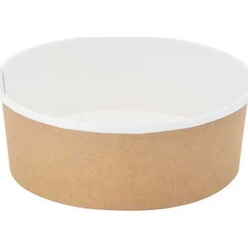Jednorázové nádobí miska kulatá na salát 500 ml, pr. 149 mm, PAP, bílá/hnědá (50 ks/balení)