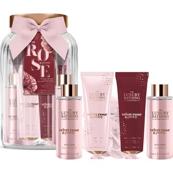 Kosmetická sada The Luxury Bathing Company Dárková sada ve skleněné dóze Růže & Pivoňka 5 ks + 2 měsíce na vrácení zboží