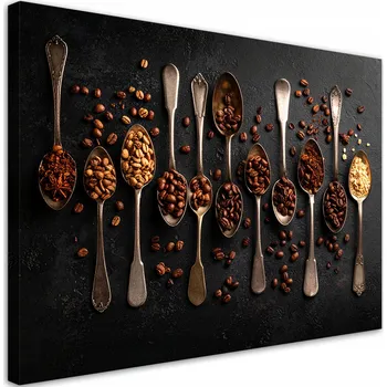 Obraz Obraz do kuchyně, jídelny, baru, Káva zrnka Lžičky 60x40