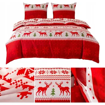 Povlečení Vánoční Povlečení 160x200 3 Č., povlaky na polštáře 70x80 hladké, Eusebia Home, norský vzor